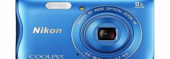 Nikon COOLPIX S3700 Compact Digital Camera (20.1 MP, 8x Optical Zoom) 2.7-Inch LCD - Blue