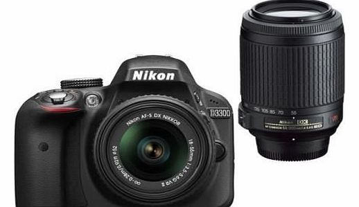 D3300 Digital SLR Camera with 18-55mm VR II, 55-200mm VR Lens Kit - Black (24.2MP) 3 inch LCD