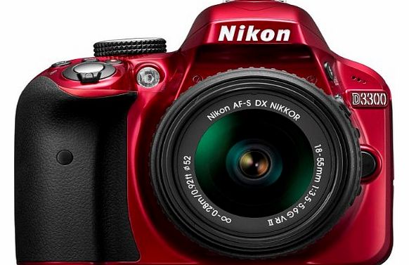 Nikon D3300 Digital SLR Camera with 18-55mm VR II Lens Kit - Red (24.2MP) 3.0 inch LCD