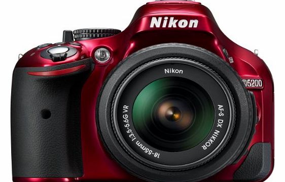 Nikon D5200 Digital SLR Camera with 18-55mm VR Lens Kit - Red (24.1MP) 3 inch LCD