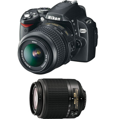 Nikon D60 with 18-55 ED II   55-200mm ED Twin