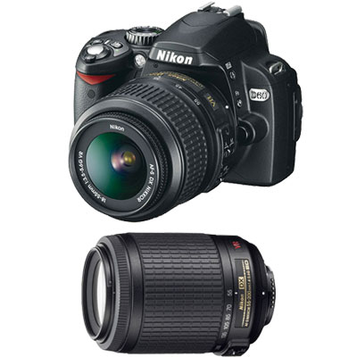 Nikon D60 with 18-55 VR   55-200mm VR Double