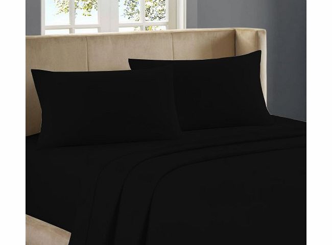 Nile Bedding Factory Packed Egyptian cotton Flat Sheet 800 TC Solid by Nile Bedding ( UK King , Black )
