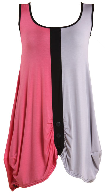 long jersey top two tone with scoop neck