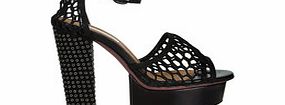 Nina Ricci Black leather block-heel mesh platforms