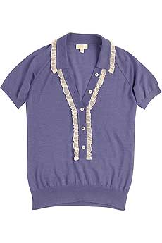 Nina Ricci Ruffle Front Polo Top