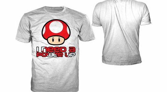 Nintendo Super Mario Bros.  TS300918NTN-M Red Mushroom I Need A Power Up Mens Medium T-Shirt White (TS300918NTN-M) - ( Clothing amp; Accessories Mens)