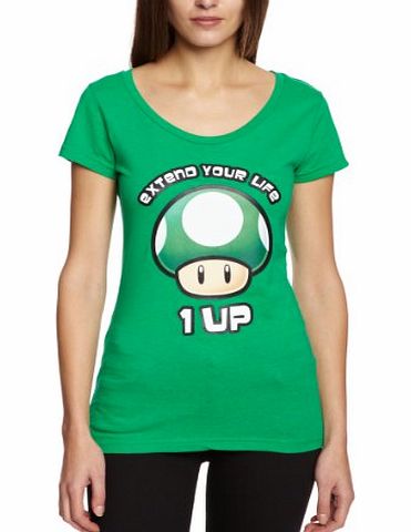 Nintendo Womens Extend Your Life Short Sleeve T-Shirt, Green, Size 8 (Manufacturer Size:Small)