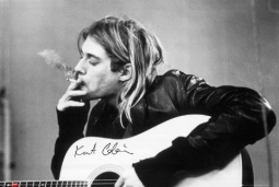 NIRVANA Kurt Cobain - b/w Guitar Music Poster