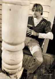 Nirvana Kurt Sepia Textile Poster