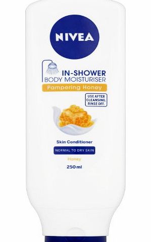 Nivea In-Shower Body Moisturiser Skin Conditioner Pampering Honey - 250 ml, Pack of 3