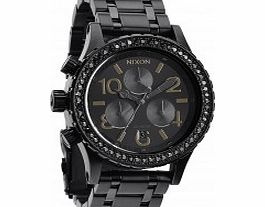 Nixon Ladies 38-20 Chrono All Black Crystal Watch