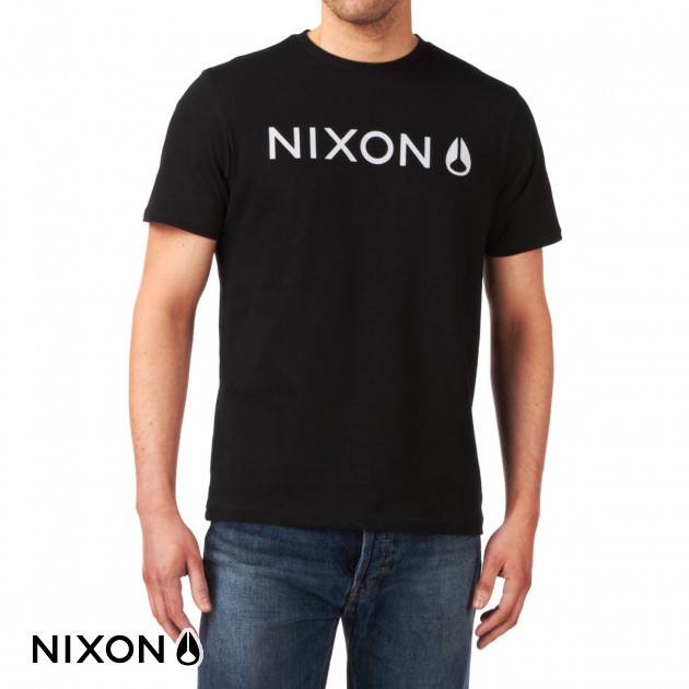 Mens Nixon Basis T-Shirt - Black/White