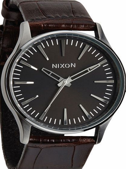Nixon Mens Nixon Sentry 38 Leather Watch - Brown Gator