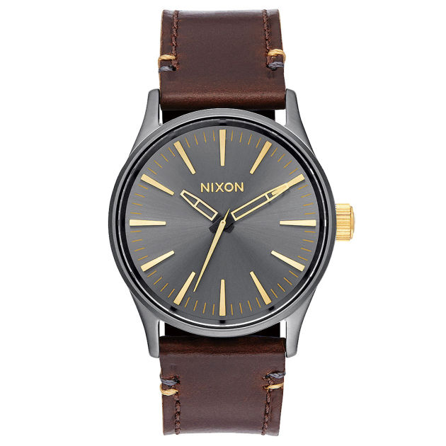 Nixon Mens Nixon Sentry 38 Leather Watch - Gunmetal /