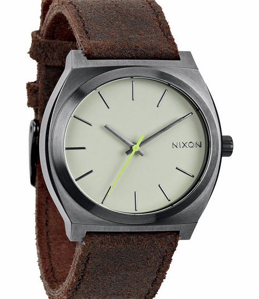 Mens Nixon Time Teller Watch - Gunmetal/Brown