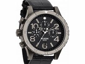 Nixon Mens The 48-20 Chrono Leather Black Gator