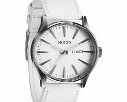 Nixon The Sentry Leather Silver White Watch
