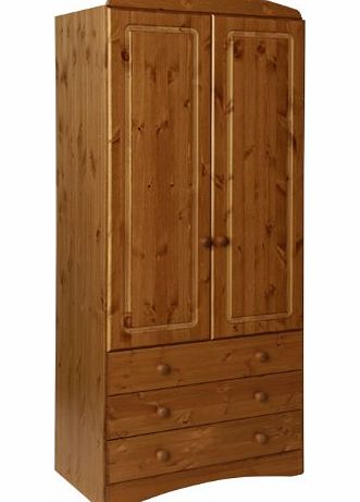 NJA Furniture Aviemore 2-Door 3-Drawer Robe, 192 x 82 x 49 cm, Antique Pine