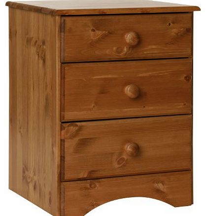 NJA Furniture Aviemore 3-Drawer Bedside, 57 x 44 x 40 cm, Antique Pine