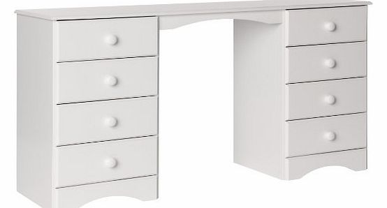 NJA Furniture Aviemore Double Pedestal Dressing Table , 76 x 140 x 40 cm, White