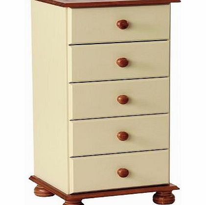 NJA Furniture Designer 5-Drawer Narrow Chest, 90 x 44 x 39 cm, Cream/ Pine
