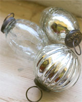 Nkuku Recycled Snow Drop Tree Baubles (set of 6) - the