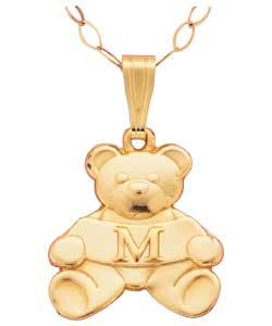 no 9ct Gold Bear Initial M Pendant