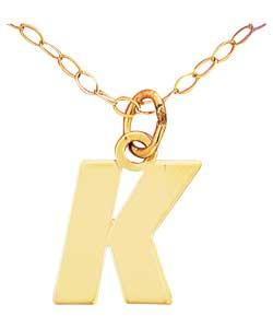 no 9ct Gold Initial Pendant - Letter K