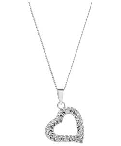 no Ice Glitz Sterling Silver Floating Heart Pendant