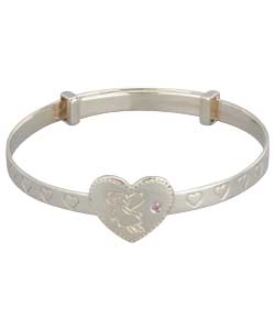 no Little Gems Sterling Silver Heart Expander Bangle