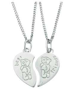 no Me to You Sterling Silver Split Heart Pendant