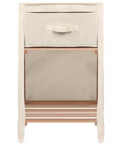 Natural Canvas and Wood Bedside Table