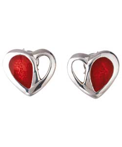 no Ortak Sterling Silver Enamel Love Heart Stud