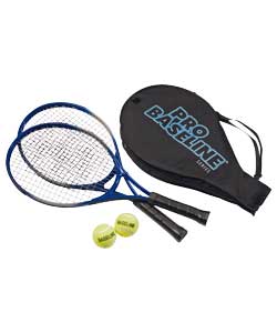 Pro Baseline Aluminium Tennis Rackets and 2 Balls