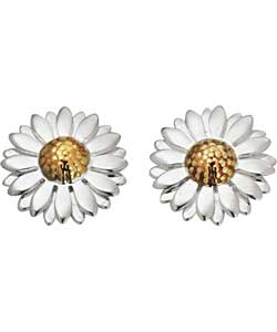 no Sterling Silver and 9ct Gold Flower Studs