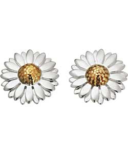 no Sterling Silver and 9ct Gold Flower Studs
