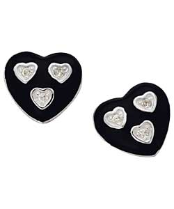 no Sterling Silver Black Enamel Cubic Zirconia
