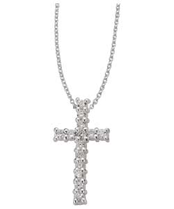 no Sterling Silver Cubic Zirconia Cross Pendant