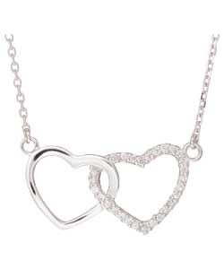 no Sterling Silver Cubic Zirconia Double Heart