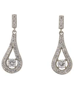 no Sterling Silver Cubic Zirconia Tear Drop Earrings