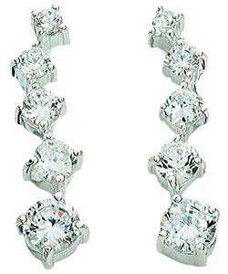 no Sterling Silver Cubic Zirconia Wave Stud Earrings