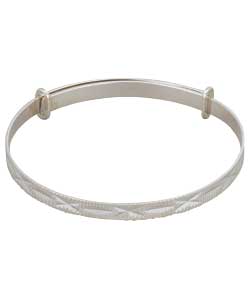 no Sterling Silver Diamond Cut Expander Bangle