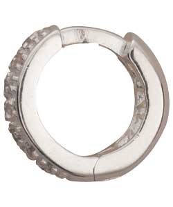 no Sterling Silver Diamond Huggie Earring