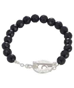 no Sterling Silver Glass Bead T-Bar Bracelet