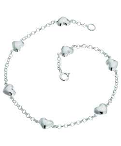 no Sterling Silver Heart Link Anklet