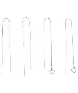 no Sterling Silver Pull Through Drop Earrings