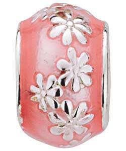 no Truth Sterling Silver Pink Enamel Flower Charm