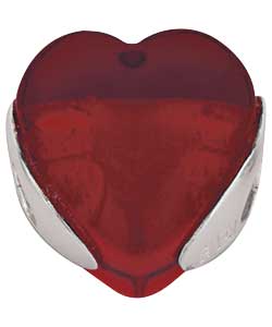 no Truth Sterling Silver Red Glass Heart Charm