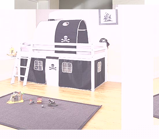 Noa and Nani Cabin Bed in Solid White with Tent and Tunnel in Pirate Design